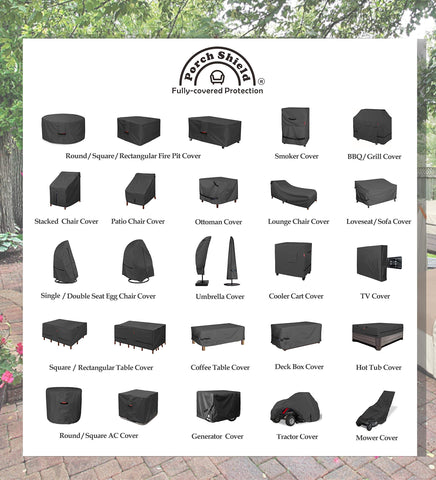 Porch Shield outdoor durability withstands sun, rain, and snow.