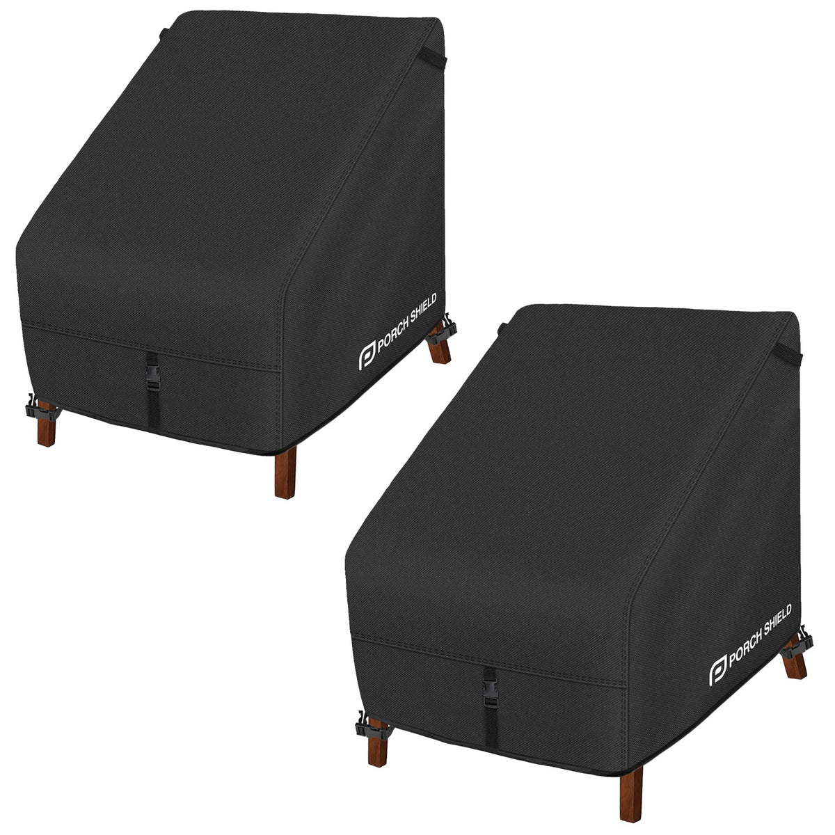 Porch Shield patio chair cover back view protects deep-seat furniture from rain and sun.