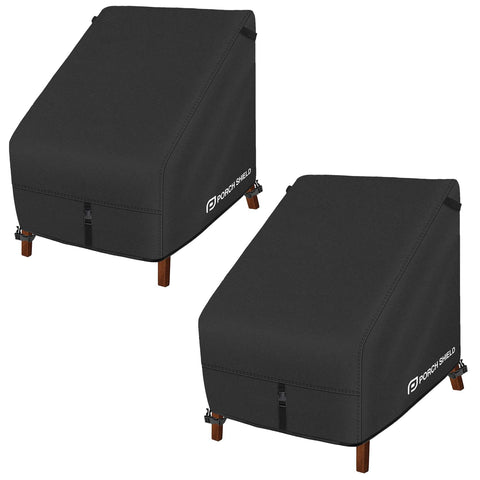 Porch Shield patio chair cover back view protects deep-seat furniture from rain and sun.
