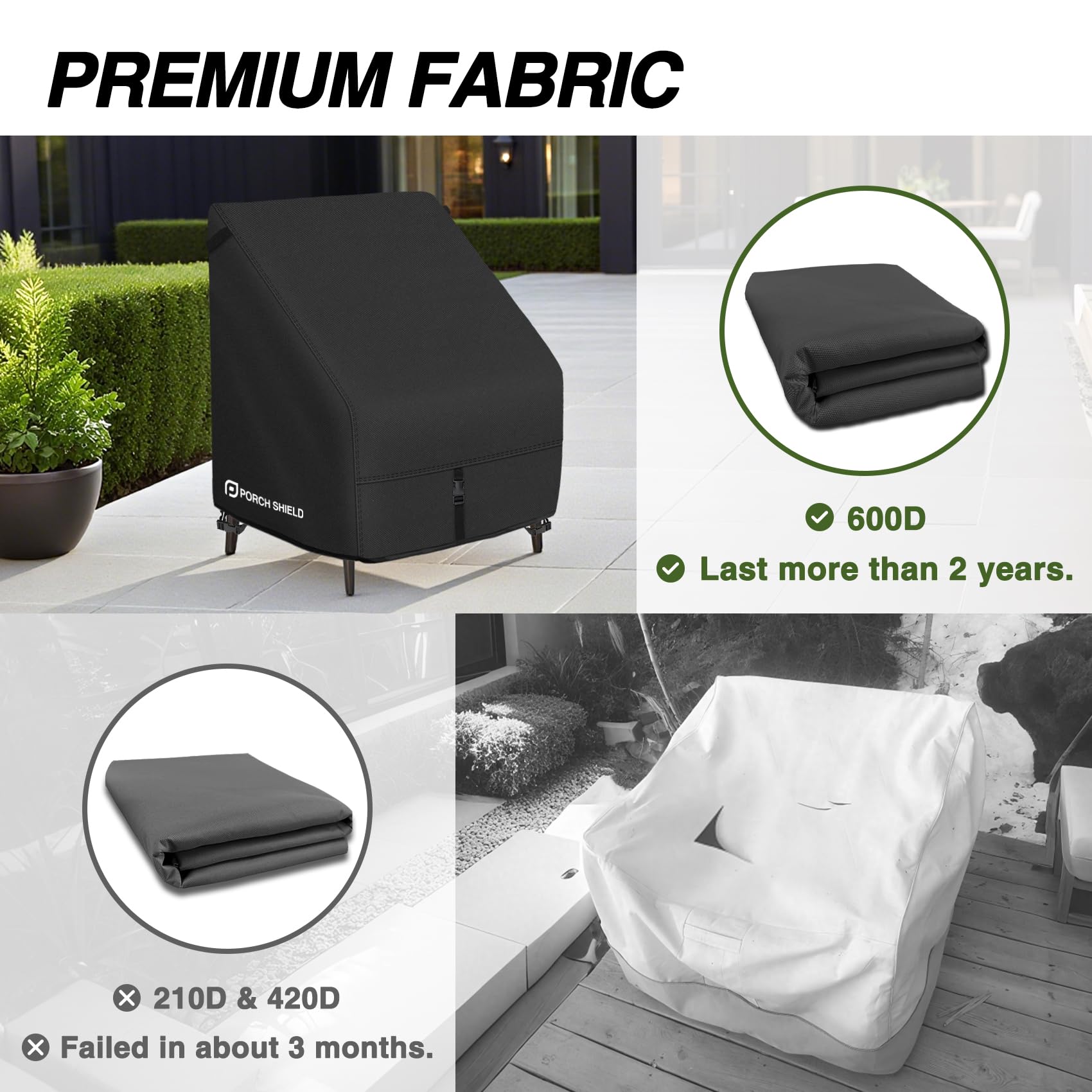 Porch Shield heavy-duty handles simplify installation and removal.