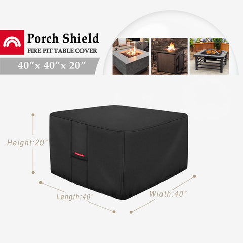 Porch Shield Square Fire Table Cover 40x40 keeps outdoor furniture looking new.