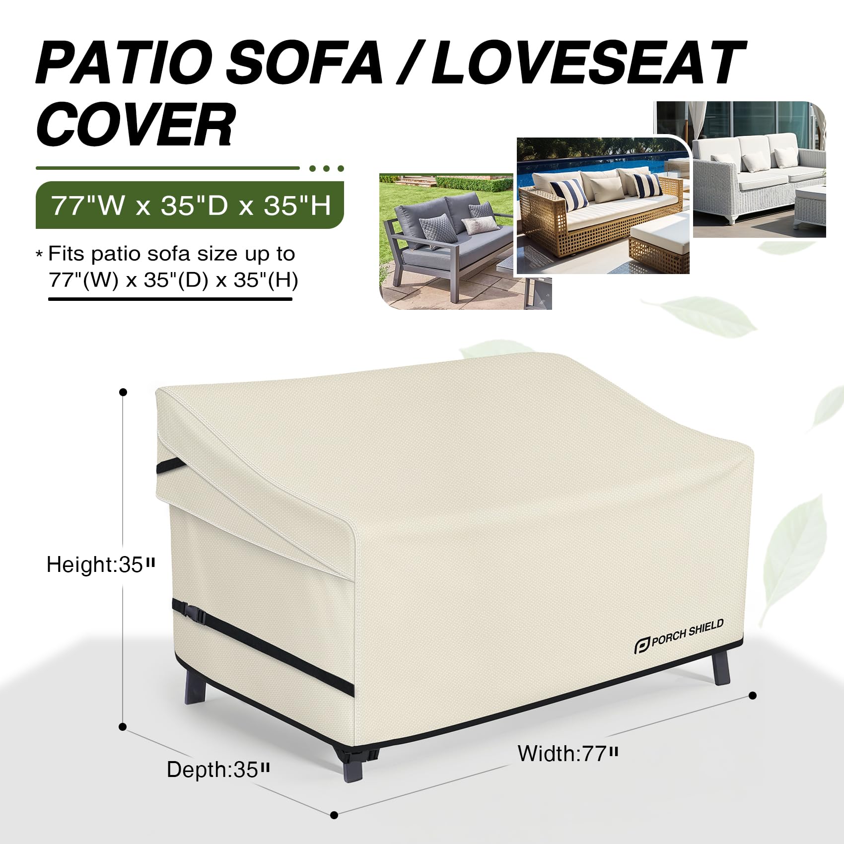 Porch Shield UV‑resistant patio sofa cover preserves color outdoors.