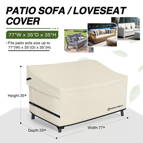 Porch Shield UV‑resistant patio sofa cover preserves color outdoors.