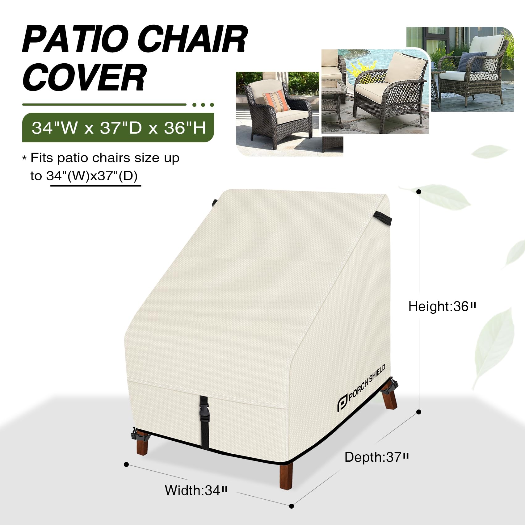 Porch Shield waterproof 600D polyester undercoating keeps cushions dry and colors vibrant.