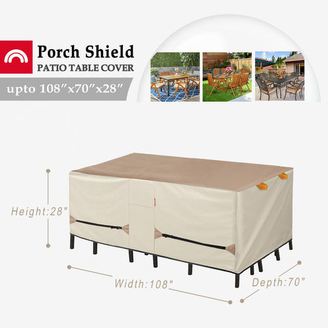 Porch Shield waterproof undercoated fabric guards against rain and moisture on outdoor furniture.