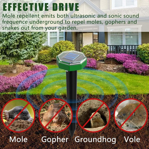 Porfisei Mole Repellent durable ABS PVC shell endures weather while deterring pests.