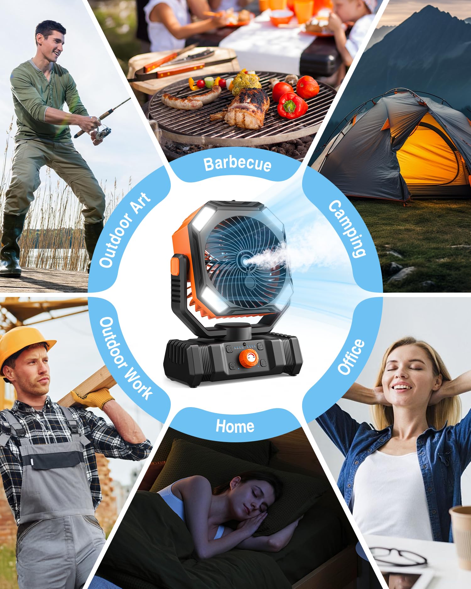 Porikg portable misting fan wireless remote control enables easy operation.