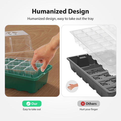 POROLIR heightened lid keeps humidity while seedlings grow taller.