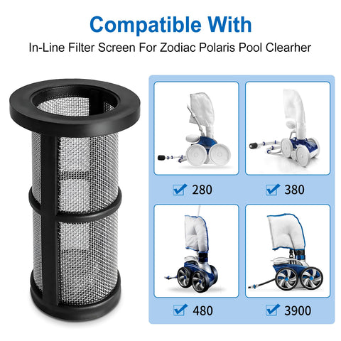 Porscan inline filter screen for Vac-Sweep 380 protects the pool system from debris.