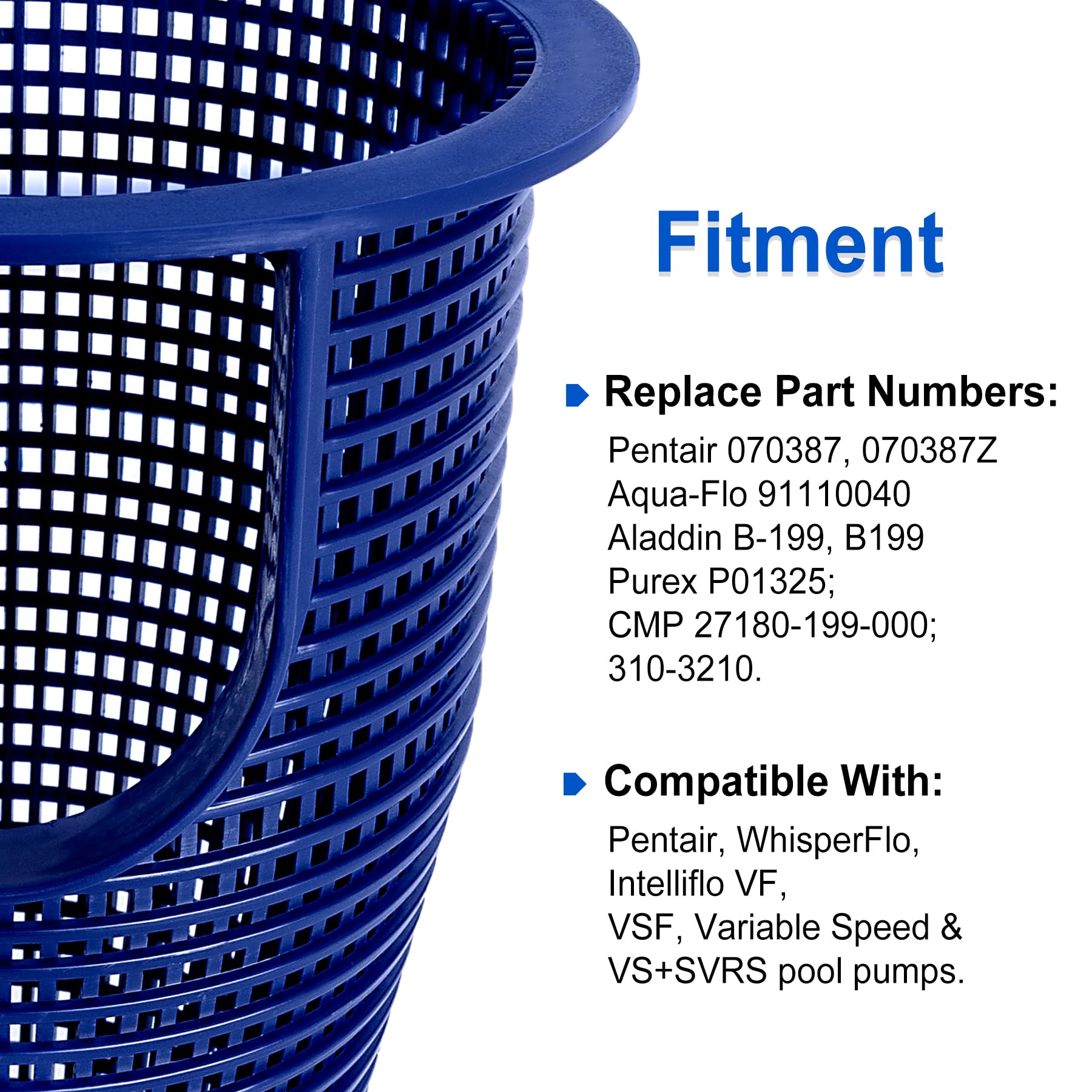 Porscan WhisperFlo skimmer basket made of durable plastic for long-lasting use.