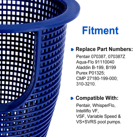 Porscan WhisperFlo skimmer basket made of durable plastic for long-lasting use.