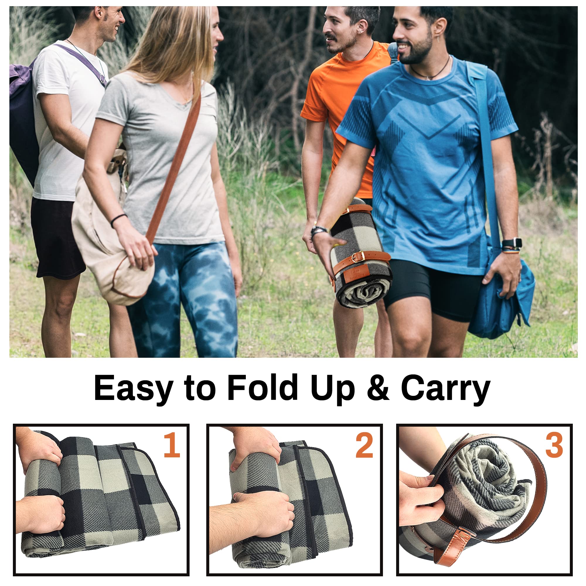 PortableAnd Picnic Blanket sandproof surface stays clean on beach.