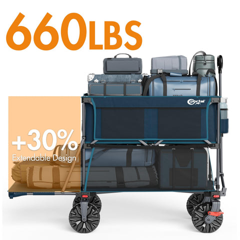 Portal all-terrain wagon with 7.5-inch wheels for smooth grass and gravel.