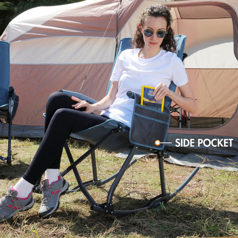 Portal chair with pockets and cup holder demonstrates convenient amenities