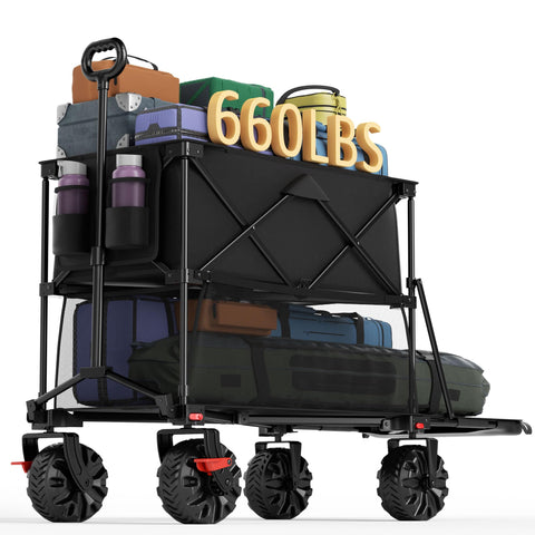 Portal collapsible double-decker wagon folding for compact storage