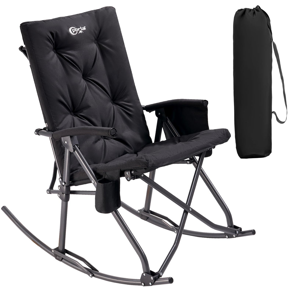 Portal folding rocking chair outdoors in use for relaxed evenings