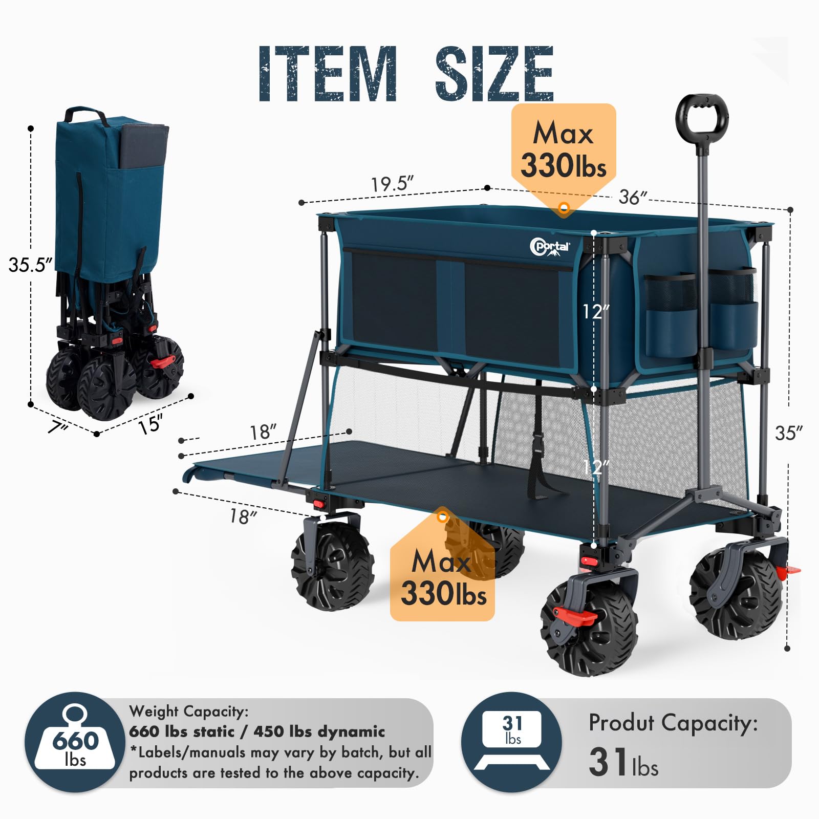 Portal heavy-duty wagon rated up to 660 pounds for versatile hauling.