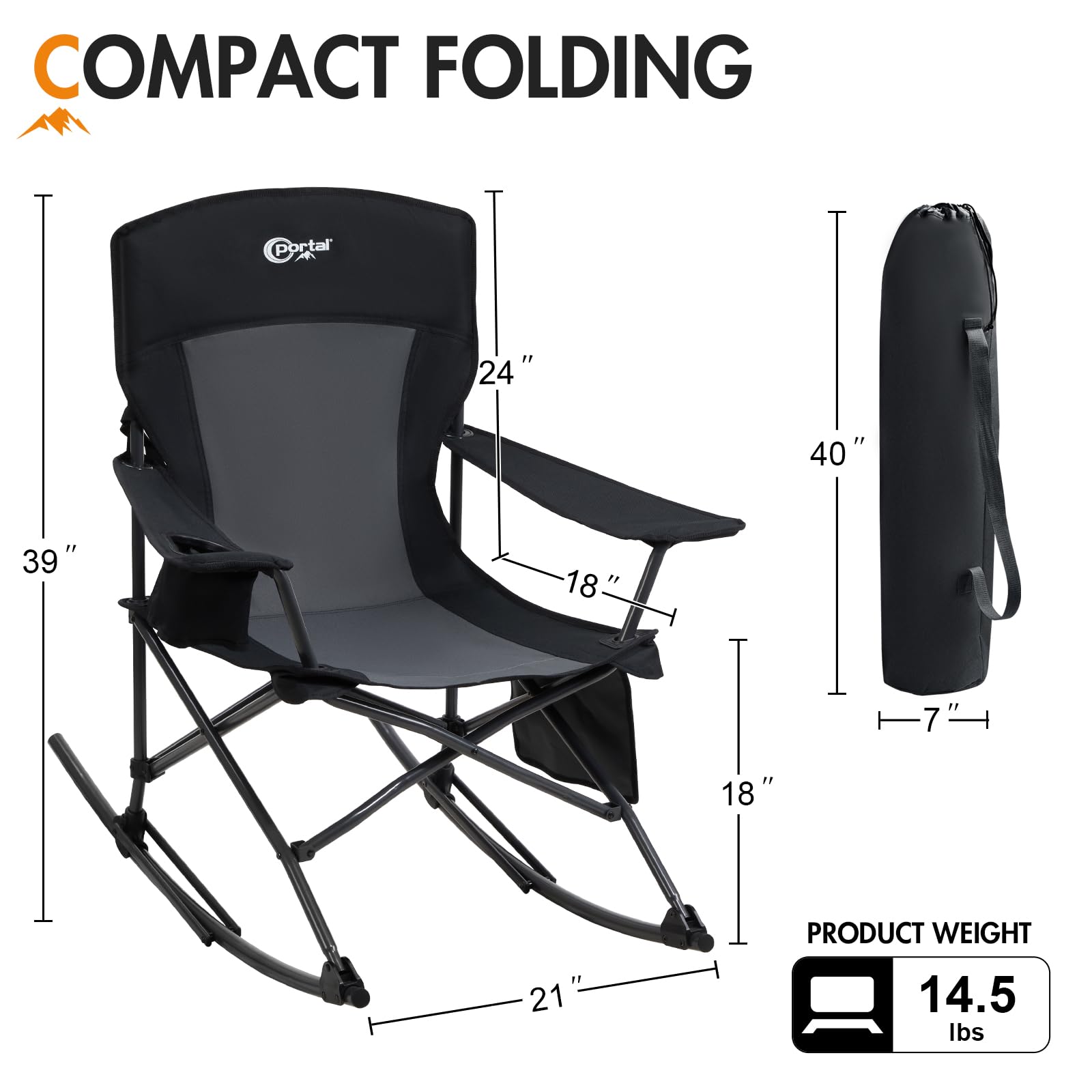Portal Outdoor Rocking Chair easy-assembly demonstrates tool-free setup for camping