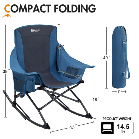 Portal Outdoor Rocking Chair folding-system for compact portability and quick setup.