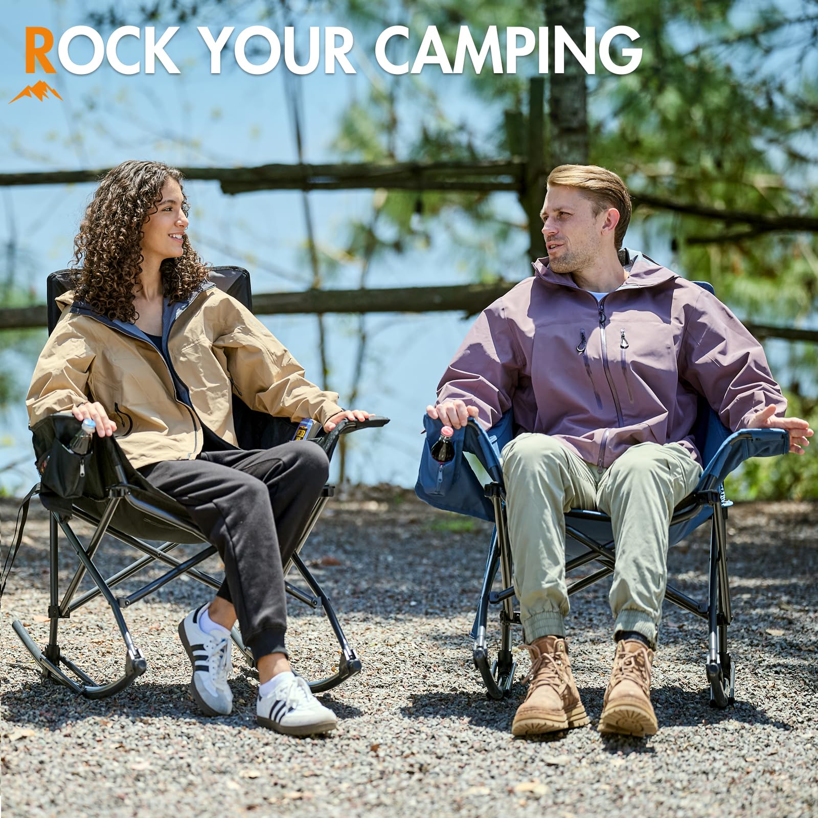 Portal Outdoor Rocking Chair shoulder-carry facilitates effortless transport on trails.