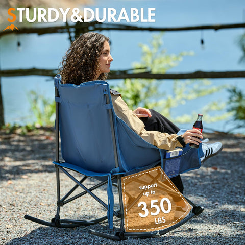 Portal Outdoor Rocking Chair side-pockets keep essentials within reach.