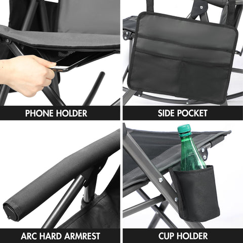 Portal Oversized Rocking Chair features built-in pockets and cup holder for convenience.