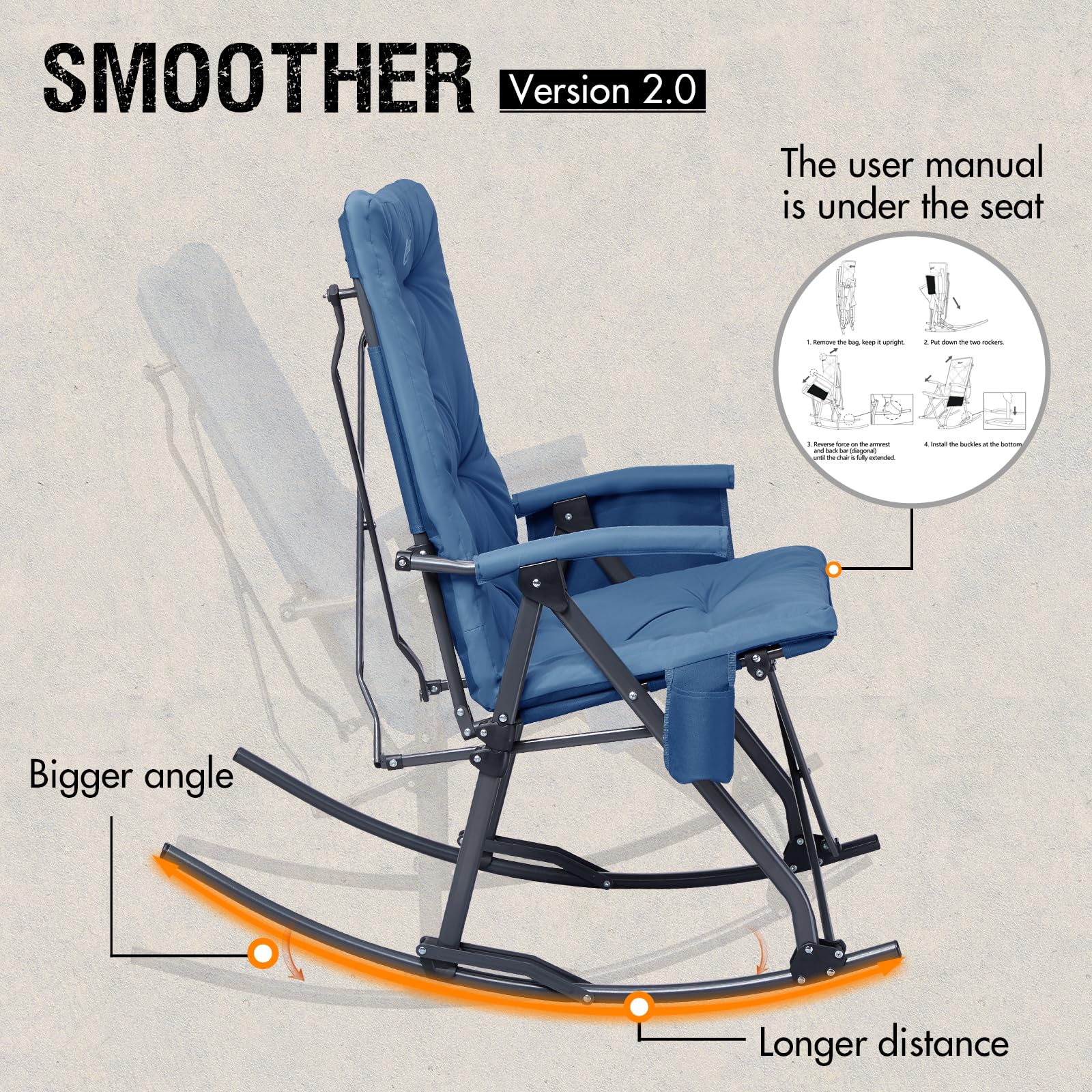 Portal outdoor chair blue on patio demonstrating stability.