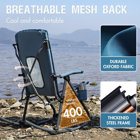 Portal side pockets and cup holder rock chair blue keep essentials within reach