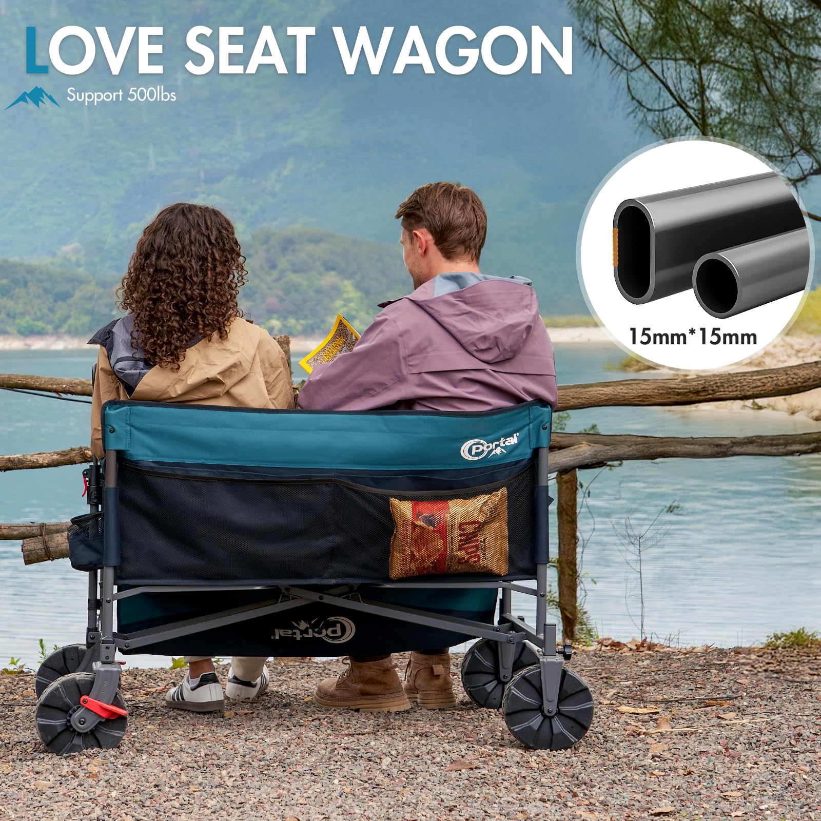 Portal 3-in-1 wagon with adjustable handle for comfortable towing.