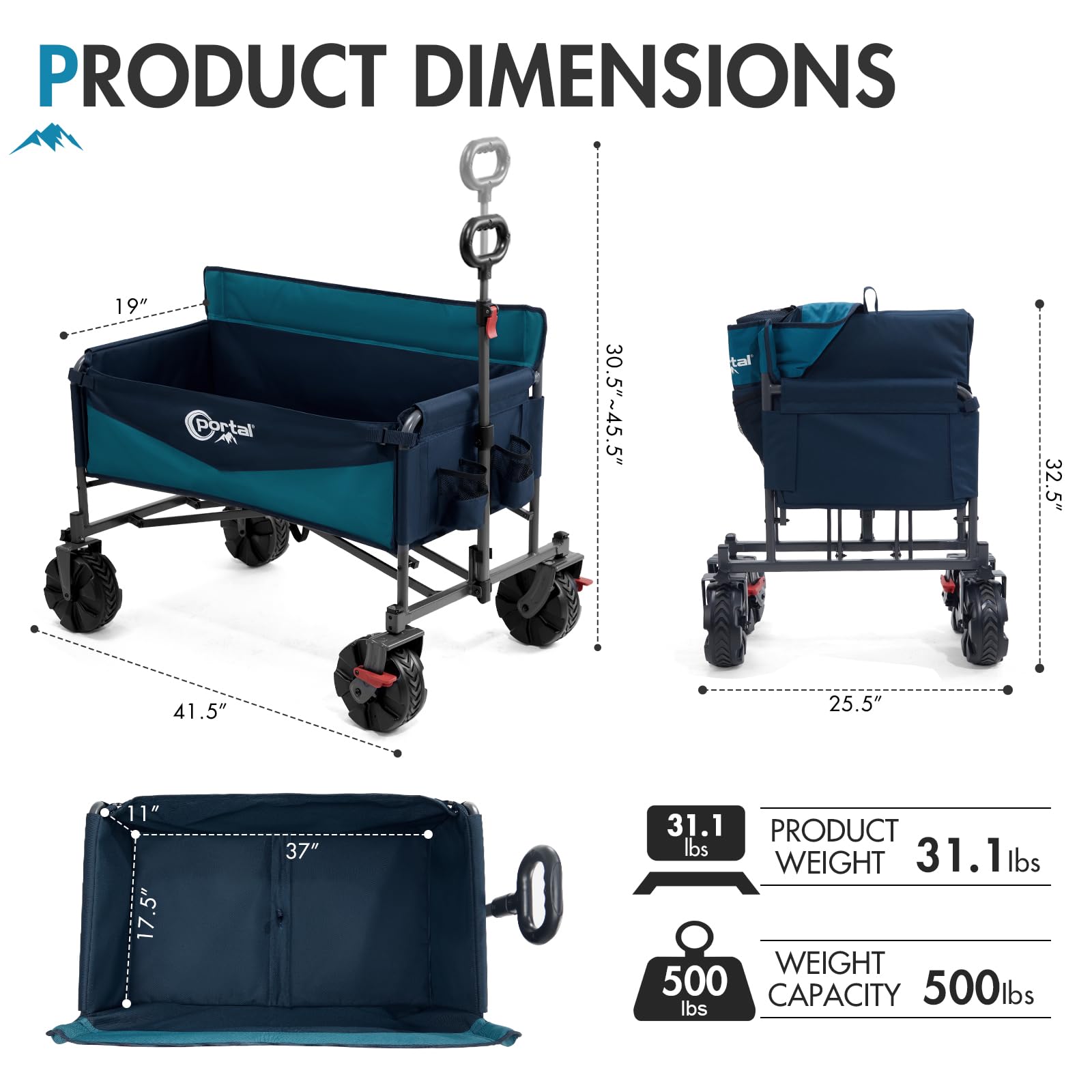 Portal wagon folds flat for easy storage in a trunk.