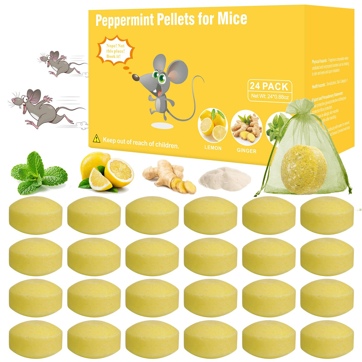 Posdry rodent repellent pellets in mesh bags deter rodents safely.