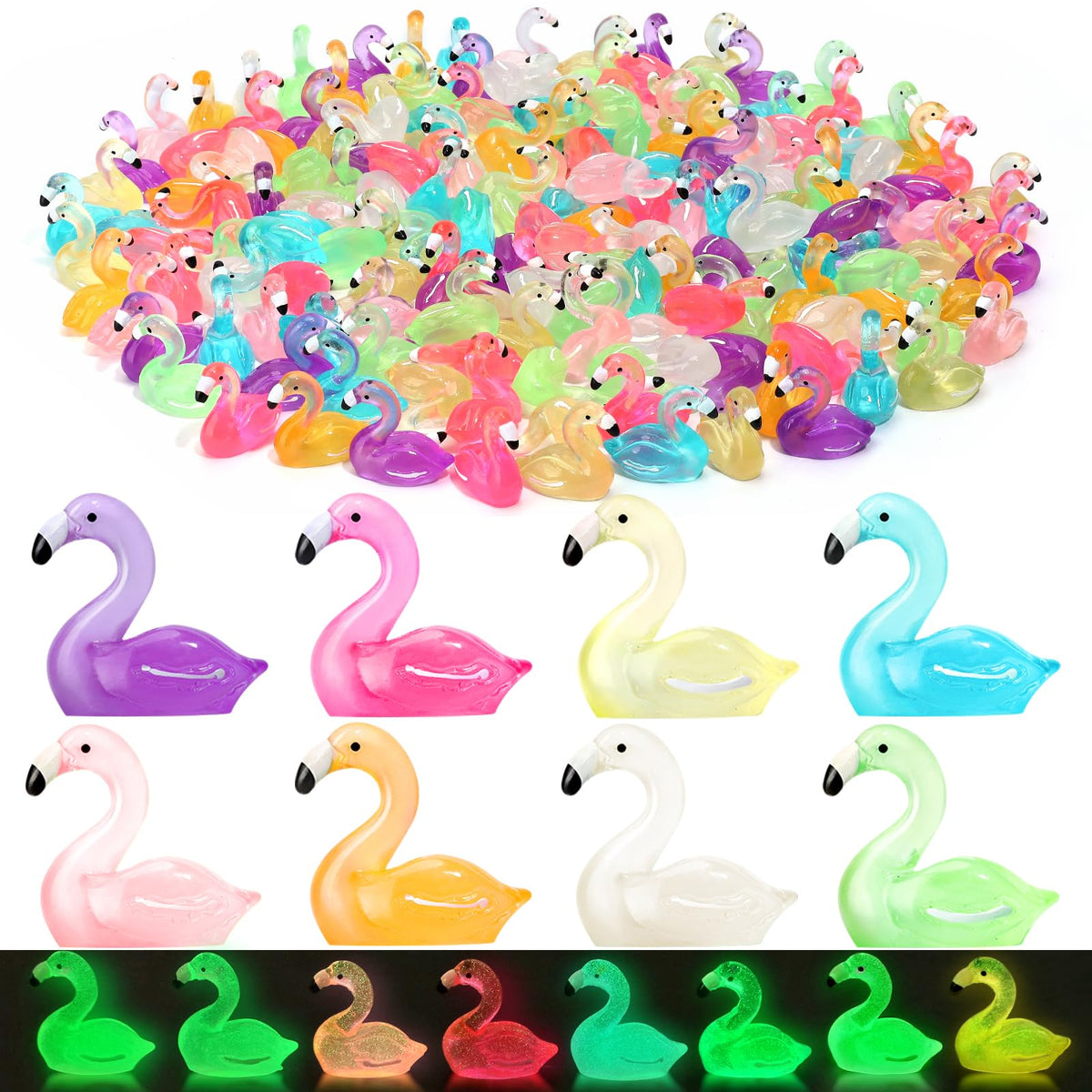PoseablePals luminous flamingos 32pc setup glows softly for night garden displays