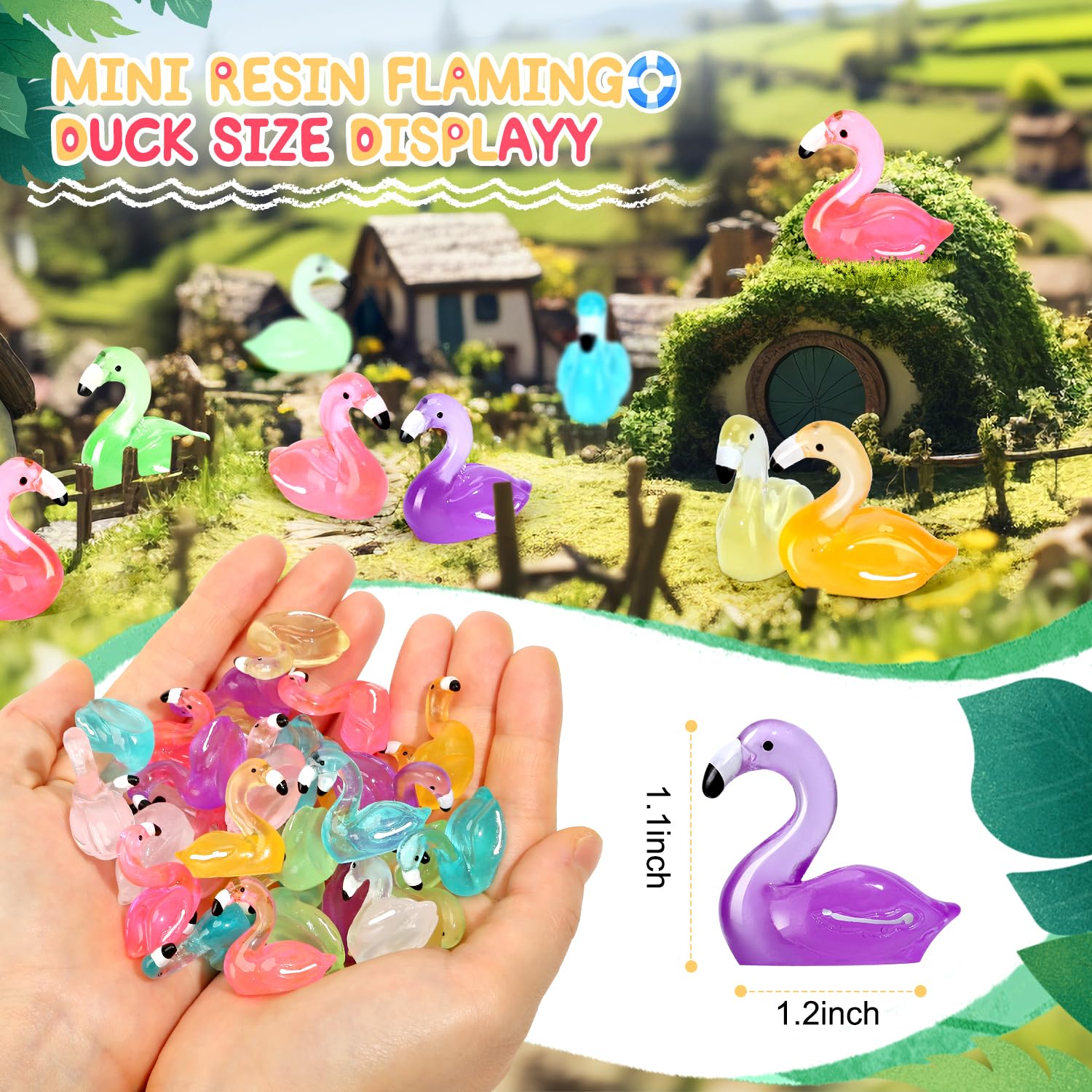 PoseablePals mini resin flamingos 12inch length for dollhouses and scenes