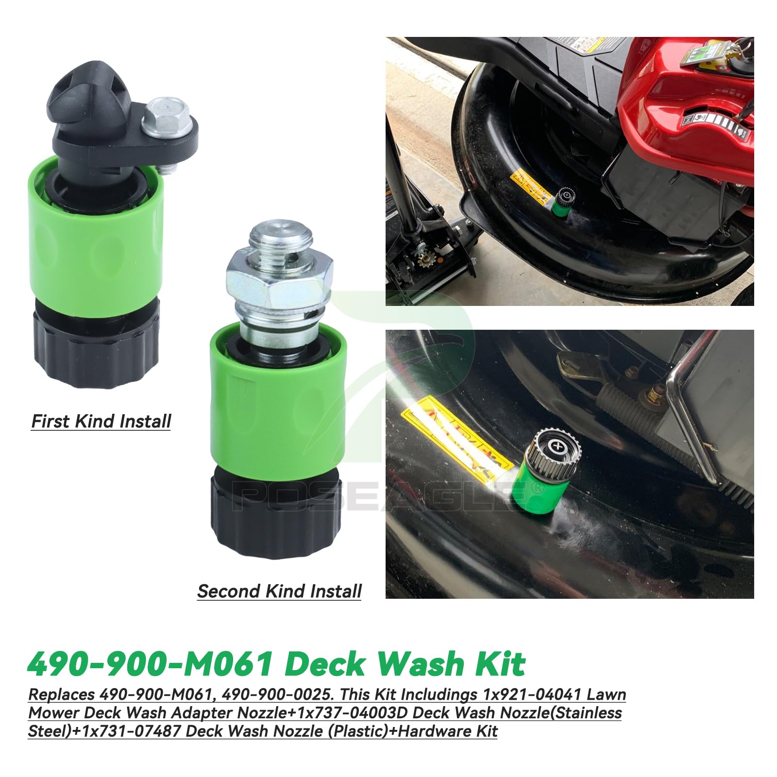 POSEAGLE all-in-one kit supporting walk-behind and tractor decks for cleaning