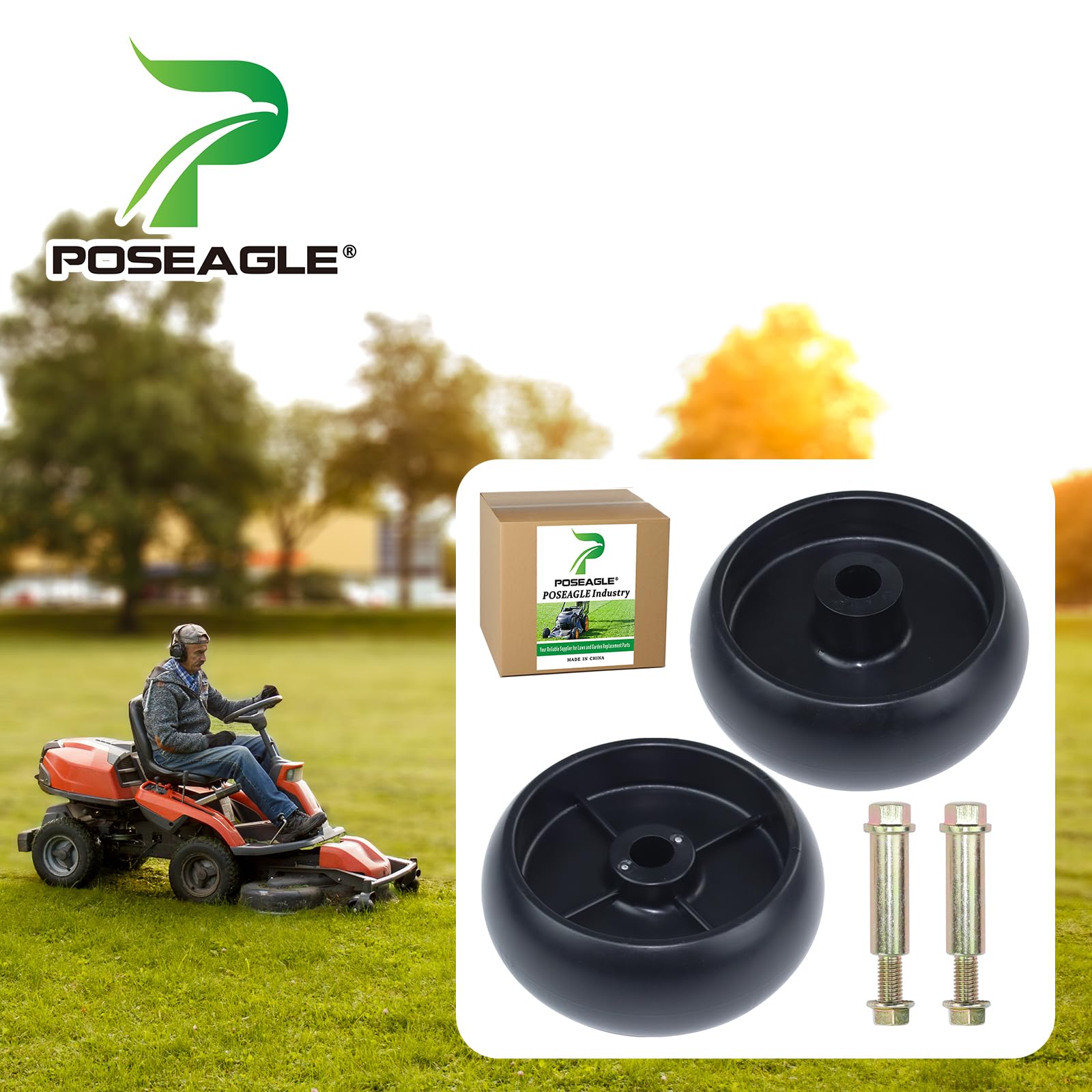 POSEAGLE GX10168 deck wheel with hardware kit ready for installation.