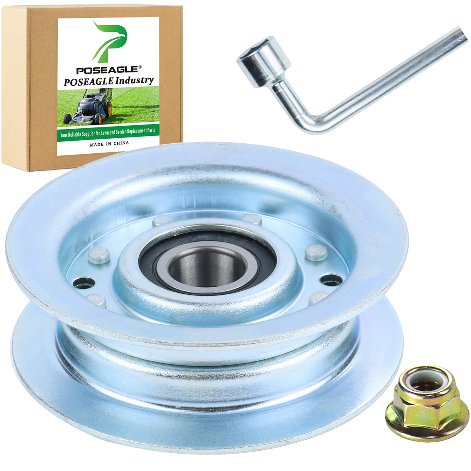 POSEAGLE GY22172 idler pulley front view for precise fit and smooth mowing.
