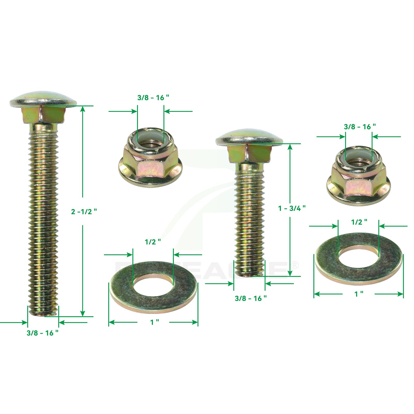POSEAGLE hardware kit 532194327 carriage bolts and washers for quick installation.