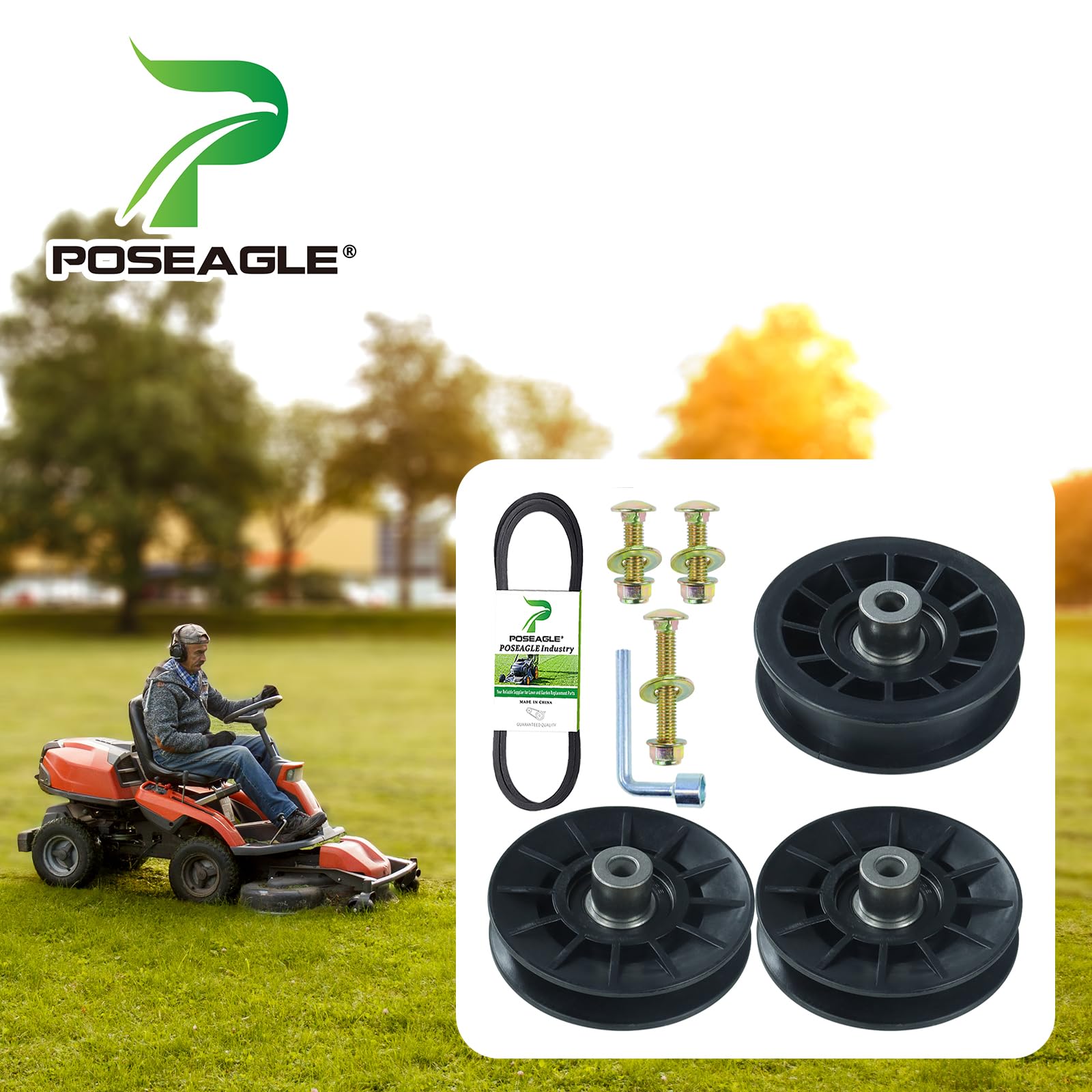 POSEAGLE idler pulley 532194327 enhances drive reliability for compatible lawn tractors.