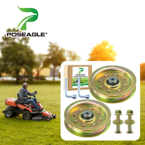 POSEAGLE idler pulley on mower deck demonstrates easy installation and broad compatibility