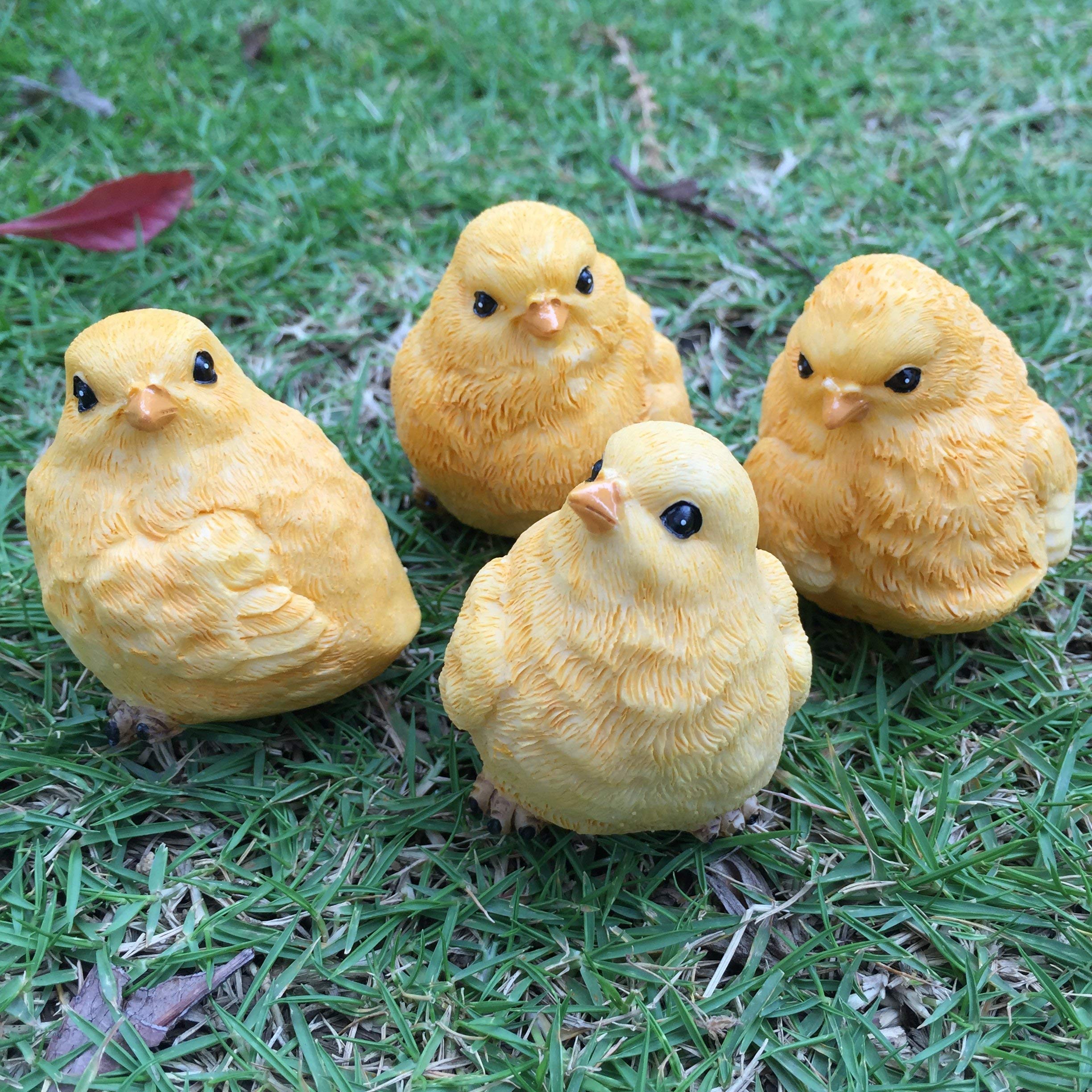posee yellow chicks garden statues with euro-standard non-toxic paint