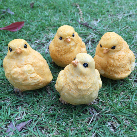 posee yellow chicks garden statues with euro-standard non-toxic paint