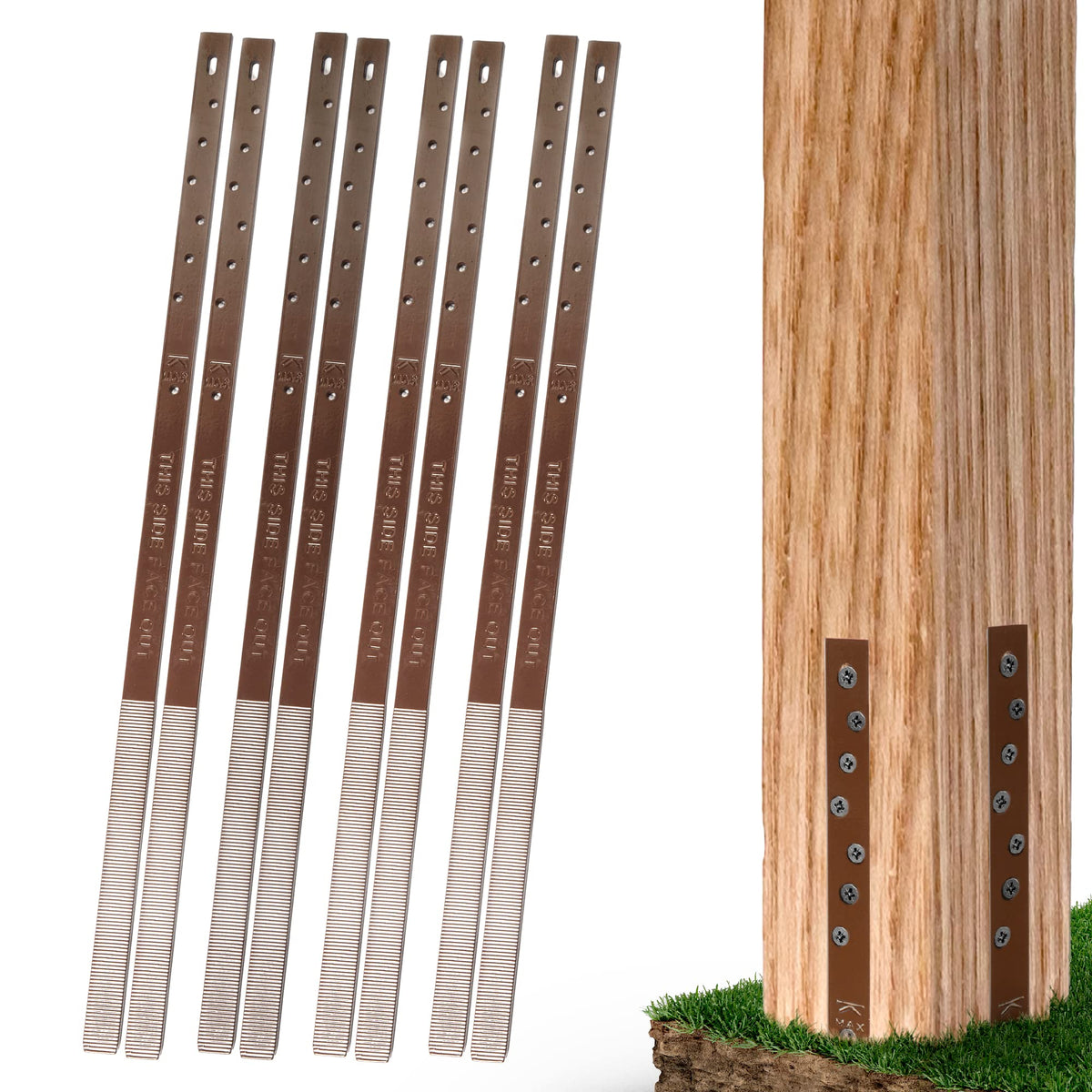 Post Buddy pack of 8 fence post repair kit showing easy installation
