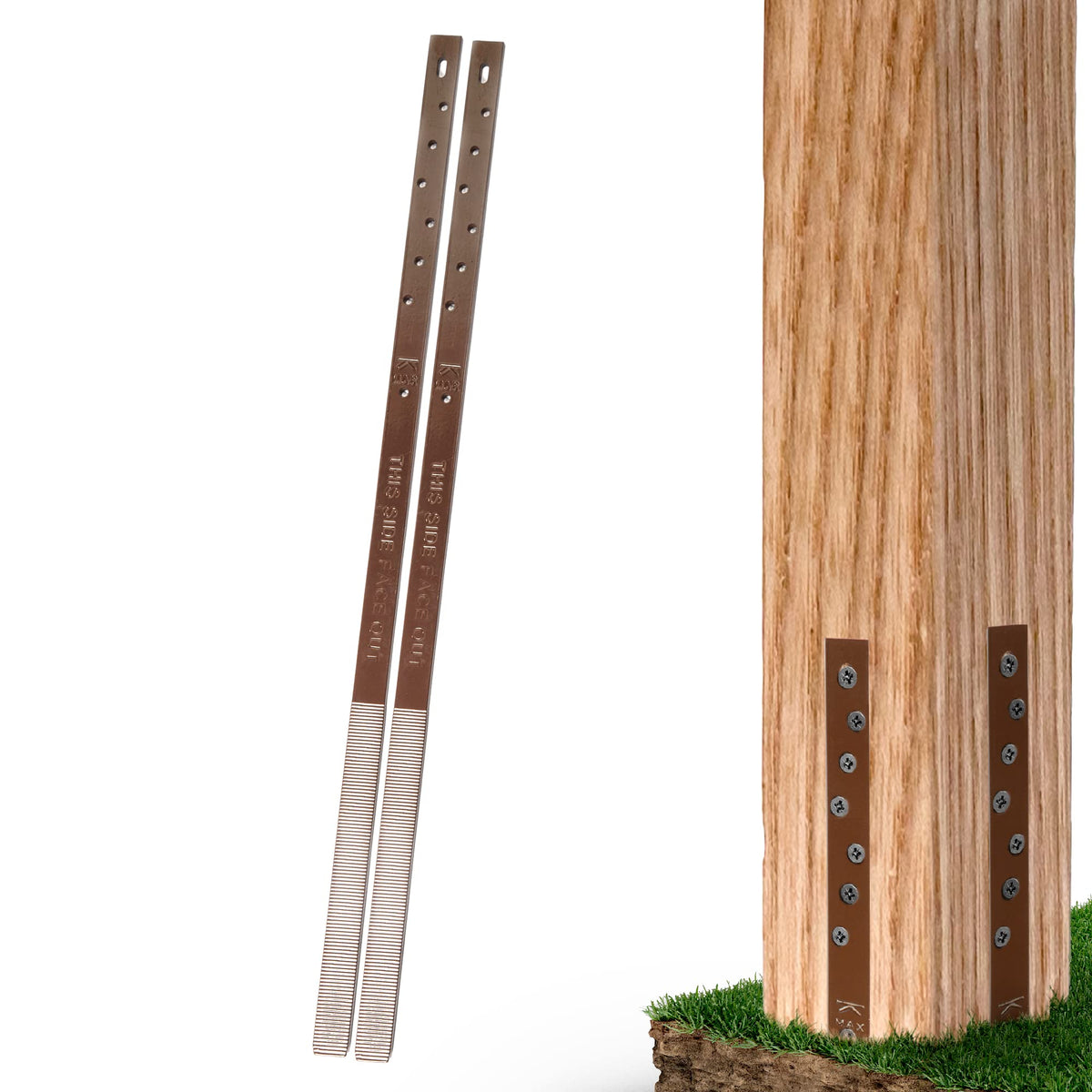 Post Buddy Pack 2 fence post repair stakes fix a broken wooden post.