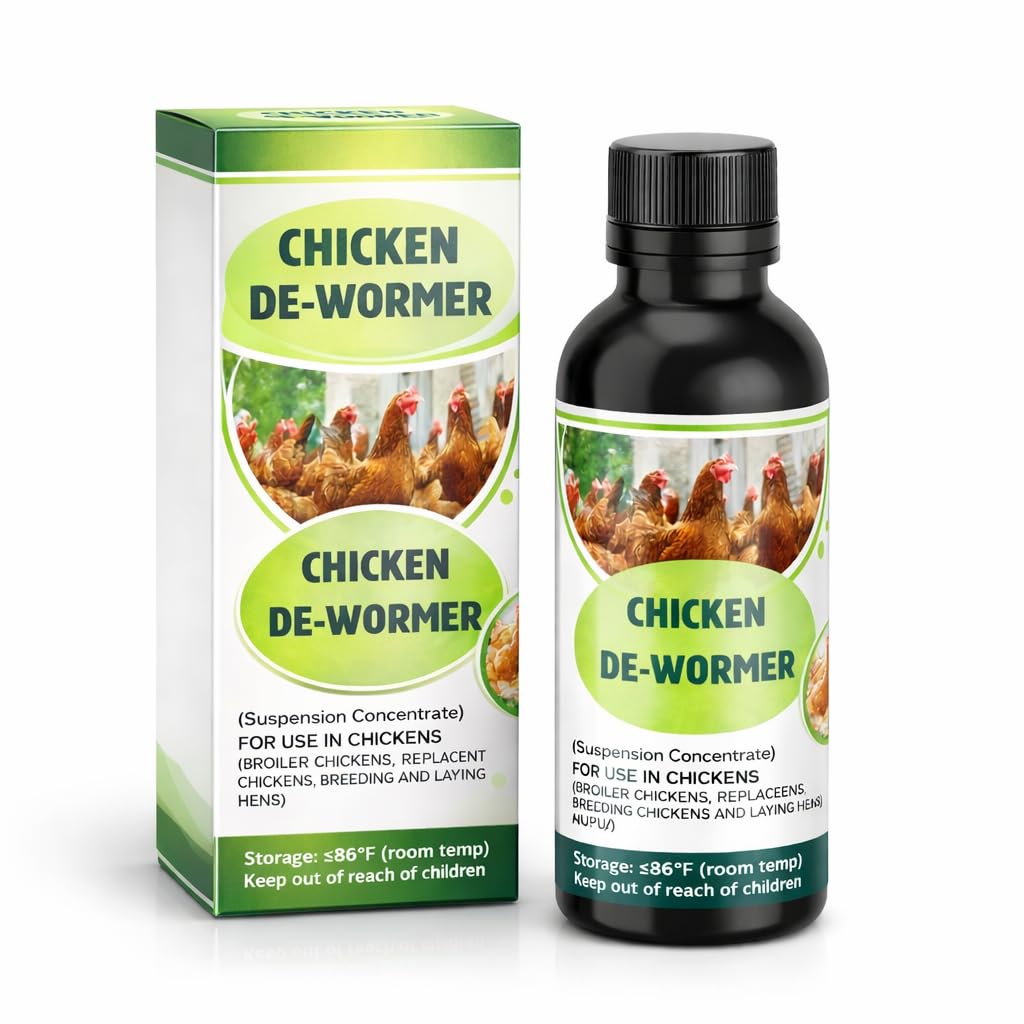 Postaid Ivermect chicken de-wormer bottle shows natural formula for poultry care