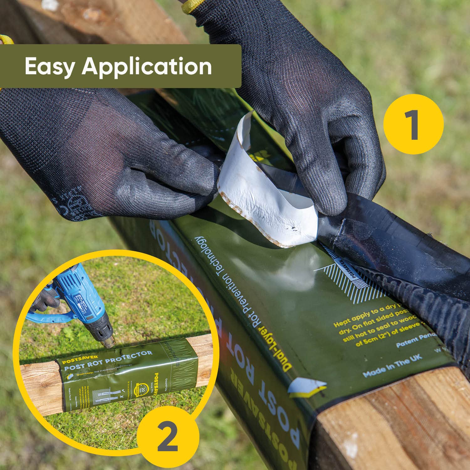 Postsaver Pro-Wrap Large dual-layer seal blocks moisture and oxygen around the post.
