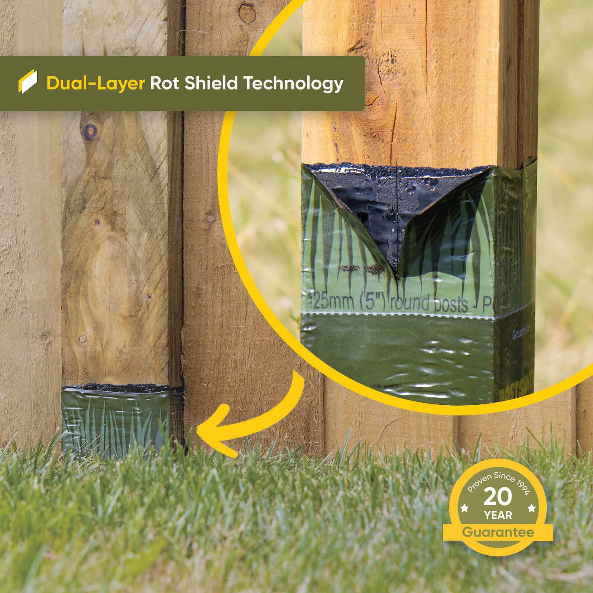 Postsaver Pro-Wrap Large undergoing heat-application forms airtight seal around a post.