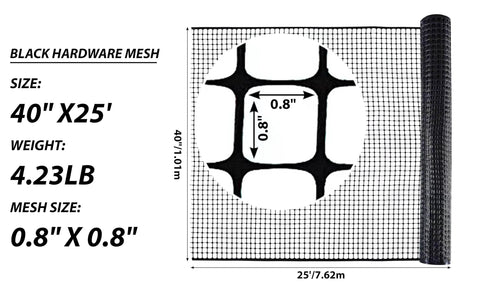PotatoLife mesh netting used as an animal barrier in a yard setting.