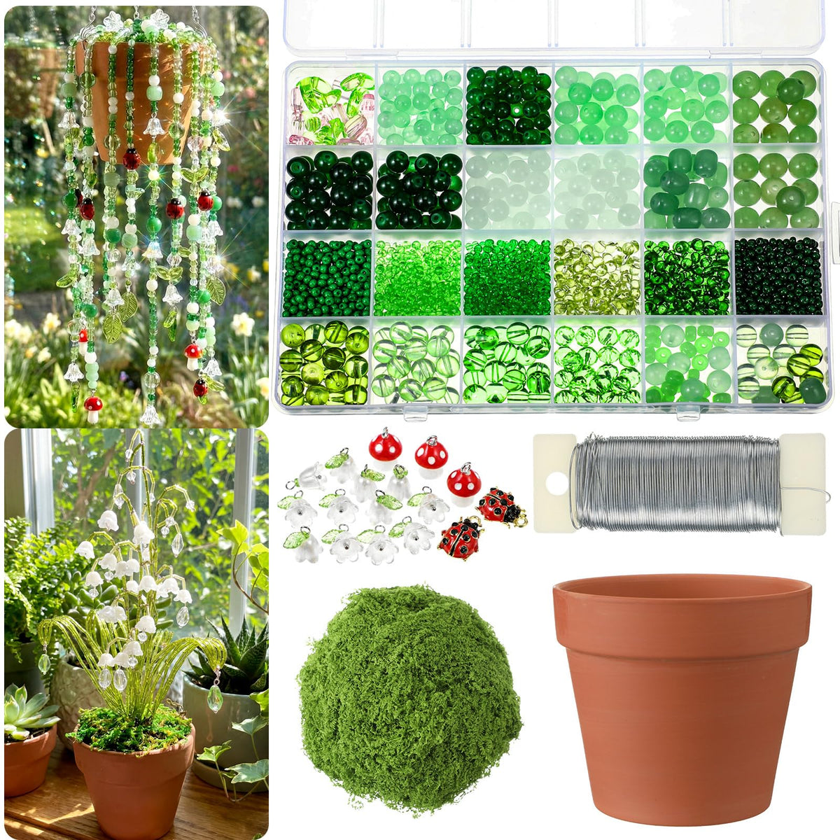 Potchen DIY tulip beaded planter assembly with colorful beads for a handmade home accent.