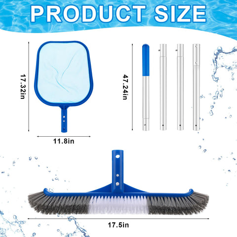 Potchen aluminum pole with four sections offers adjustable reach for convenience.