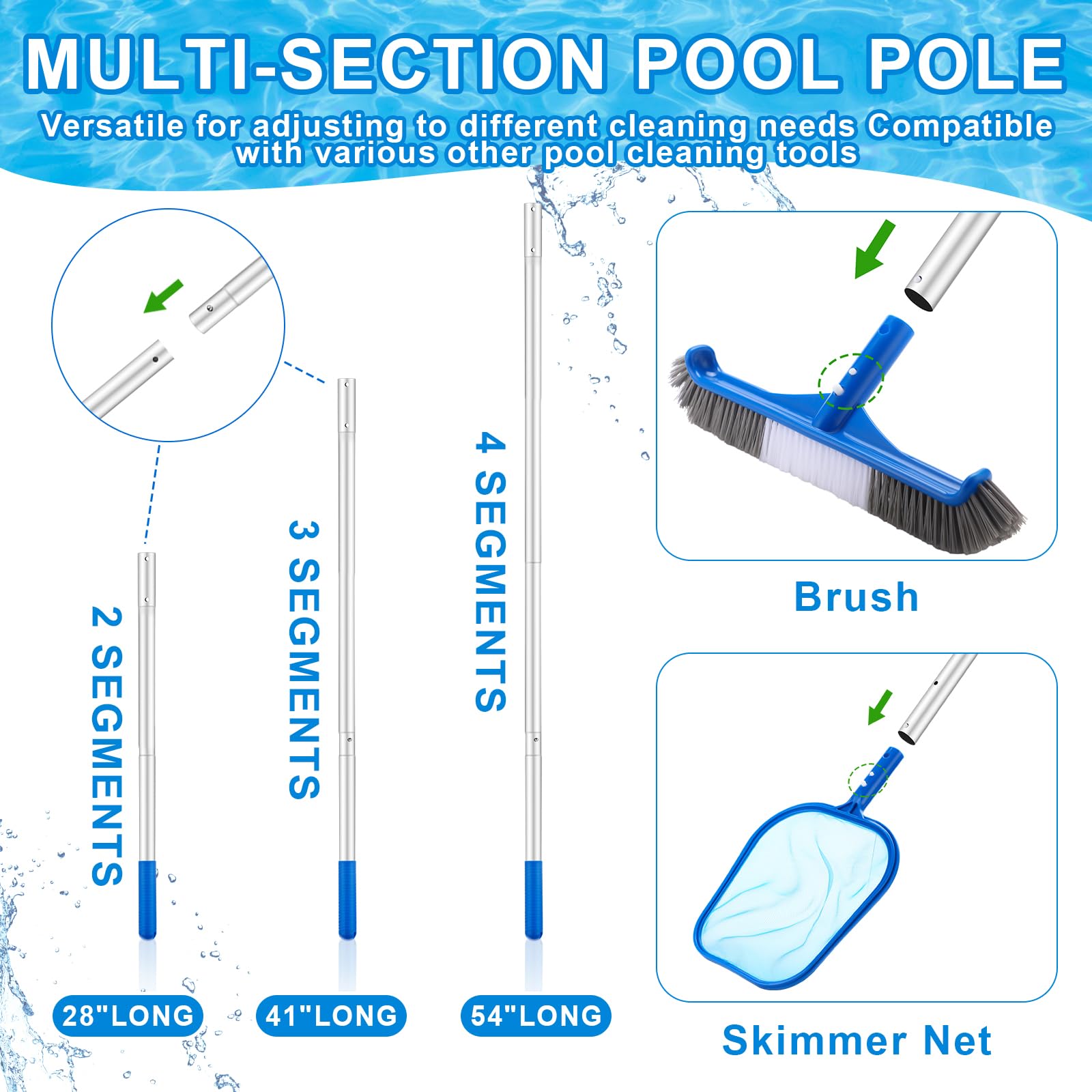 Potchen 17-5 inch pool brush cleans corners, walls, and spa bottoms.